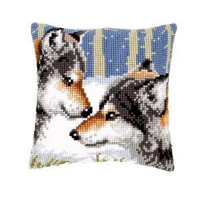 CUSHION WOLVES - Cross Stitch Kit: Cushion: Wolves - Vervaco