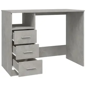 Berkfield Desk with Drawers Concrete Grey 102x50x76 cm Engineered Wood