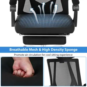 Costway Ergonomic Executive Office Chair High Back Reclining Chair Retractable Footrest