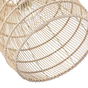 Traditional Vintage Spiral Cage Design Natural Brown Rattan Ceiling Lamp Shade