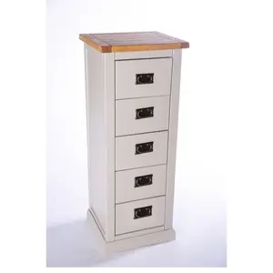 Loreo 5 Drawer Narrow Chest of Drawers Bras Drop Handle