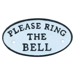 Please Ring Bell Cast Iron Sign Plaque Door Wall House Office Reception Gate