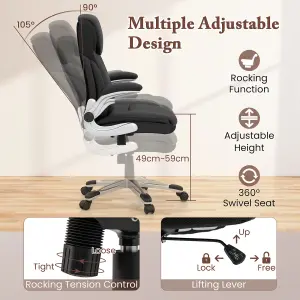 Costway Executive Office Chair PU Leather Computer Desk Ergonomic Chair W/ Rock Function