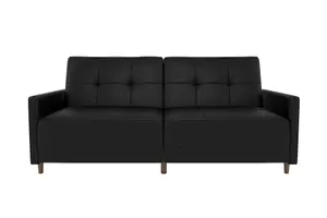 Andora sprung sofa bed in faux leather black