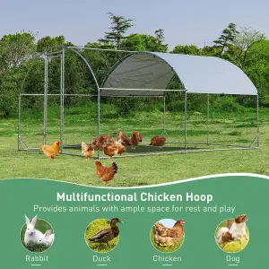 Costway 3.8 x 2.8 M Large Metal Chicken Coop Walk-in Poultry Cage W/ Waterproof Sun-protective Cover