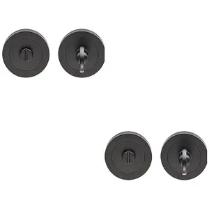 2 PACK - Thumbturn Lock and Release Handle 50mm Diameter Round Rose Matt Black