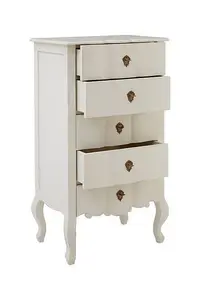 Loire Five Drawer Chest - Wood - L40 x W60 x H110 cm - White