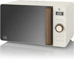 Swan SM22036LWHTN Nordic LED Digital Microwave With Glass Turntable, 6 Power Levels & Defrost Setting, 20L, 800W, White