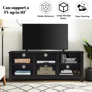 Costway TV Stand for TVs up to 55" Wooden 6 Storage Compartments TV Cabinet Table