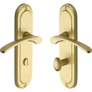 Heritage Door Handle for Bathroom Ambassador Design Satin Brass