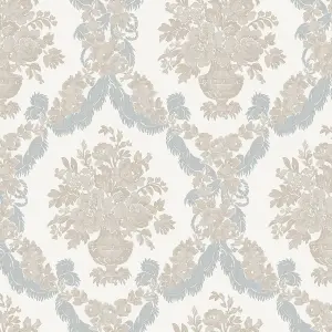 Galerie Italian Classics 4 Blue Beige Floral Damask Embossed Wallpaper