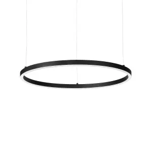 Luminosa ORACLE Slim DALI Dimmable Round 90cm Integrated LED Pendant Ceiling Light Black, 3000K