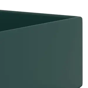 Belfry Bathroom Kettering 480mm L x 250mm W Ceramic Rectangular Sink with Overflow Dark Green