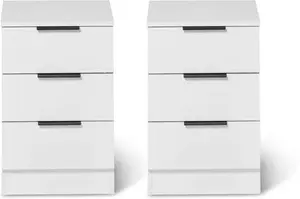 Essie 3 Drawer Bedside Table - Pure White - Set Of 2