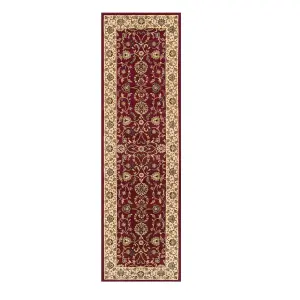 Persian Easy to Clean Bordered Floral Red Traditional Rug for Dining Room-80cm X 140cm