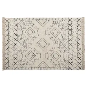 Cotton Area Rug 140 x 200 cm Beige and Black ZEYNE