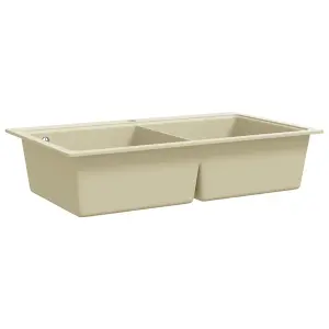 Berkfield Granite Kitchen Sink Double Basins Beige