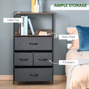 HOMCOM 4 Drawer Storage Chest Unit Home w/ Shelves Home Living Bedroom Black