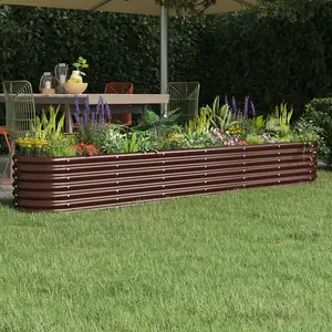 Berkfield Garden Planter Powder-coated Steel 260x40x36 cm Brown