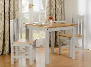 Ludlow Dining Set Table with 2 Chairs Grey with Oak Lacquer