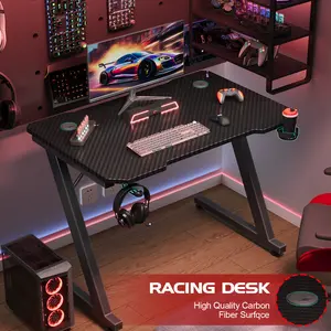 Ergonomic Gaming Computer Desk Black / 75cm H x 140cm W x 60cm D