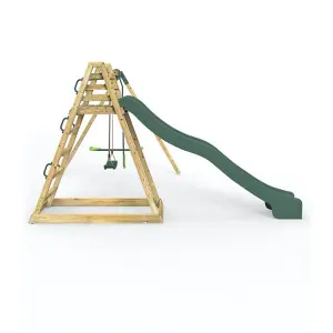 Rebo Wooden Pyramid Activity Frame with Swings and 10ft Water Slide - Feather