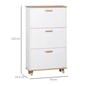 HOMCOM 12 Pair Slim Shoe Storage Cabinet w/ 3 Flip Drawers for Entryway Hallway