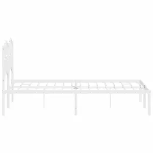 Berkfield Metal Bed Frame with Headboard White 120x200 cm