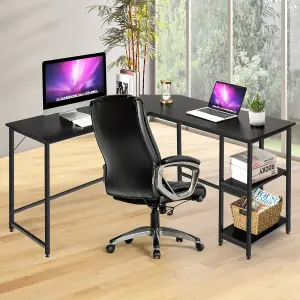 Costway Industrial L-Shaped Corner Computer Desk PC Table Large Workstation w/ Storage