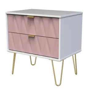 Diamond Ready assembled Matt pink & white 2 Drawer Chest of drawers (H)570mm (W)575mm (D)395mm