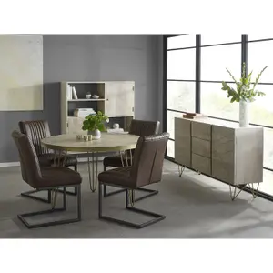 Dallas Light Mango Wood Round Dining Table Set With 4 Chairs