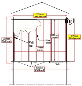 Shire Cannock 10x8 ft & 1 window Apex Wooden Cabin - Assembly service included