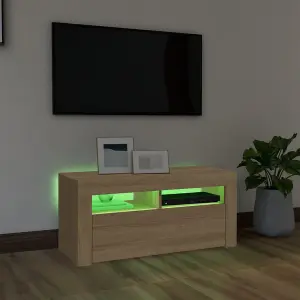 vidaXL TV Cabinet with LED Lights Sonoma Oak 90x35x40 cm