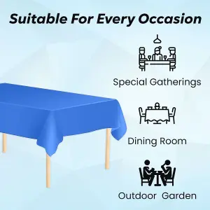 Royal Blue Plastic Table Cover, Disposable Wipe Clean Waterproof Tablecloth - 54"x108"