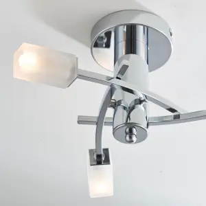 Anson Lighting Soccoro 3lt Semi Flush light finished in Chrome plate and frosted glass