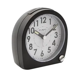 Analogue Quartz Movement / Crystal Alarm Tabletop Clock in Black