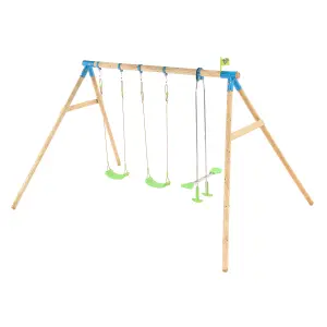 TP Knightswood Triple Wooden Swing Set With Glide Ride - FSC certified