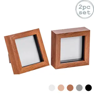 Nicola Spring 3D Box Photo Frames - Standing Hanging Craft Shadow Picture Frame - 4 x 4" - Pack of 2