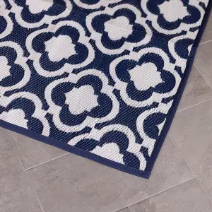 Blue Patterned Weatherproof Rug 120x170cm