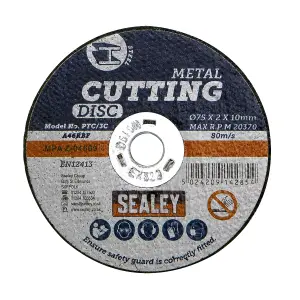 Sealey General Purpose Cutting Disc For Power Tools 75 x 2mm 10mm Bore PTC/3C