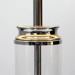 ValueLights Knowles Modern Clear Glass Column Design Touch Table Lamp with Beige Shade