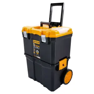 TOUGH MASTER Heavy Duty Rolling Storage Toolbox & Organiser Box with Foldable Handle & Removable Top Storage