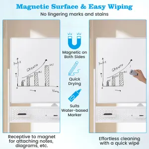 COSTWAY Mobile Whiteboard 120 x 90 CM Double-Sided Dry Erase Board with Stand