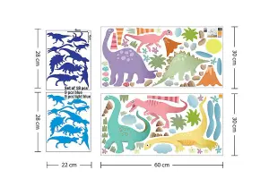 Walplus Combo Kids Happy Dinosaurs Wall Sticker - Blue Dinosaurs Children Wall Stickers PVC