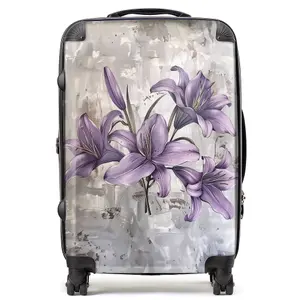 Purple Lilies In Bloom Suitcase - Medium