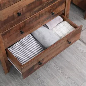 FurnitureHMD Chest of Drawers, 5-Drawer Organiser Unit,Wooden Storage Cabinet,Industrial Style