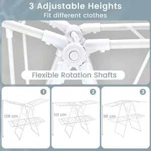 Costway 2-Tier Clothes Drying Rack Folding Dryer Stand w/ Height-Adjustable Wings