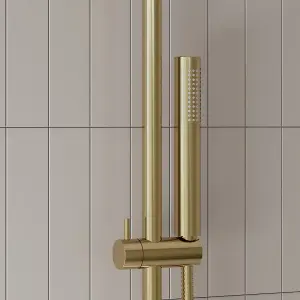 Apres Brushed Brass Round Handle, Head & Handset Riser Kit