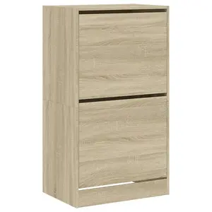 Shoe Cabinet with 2 Flip-Drawers Sonoma Oak 60x42x108 cm