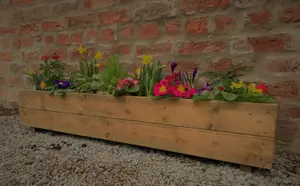 Large Wooden Garden Planter Decking Tub Pot Tan Trough 1300mm Wide